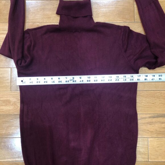 Zara Fine Knit Burgundy Turtleneck With Gold Studded Cuffs Size XL - Picture 6 of 10